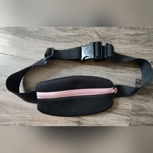 Black Neoprene Belt Bag with Pink Zipper
